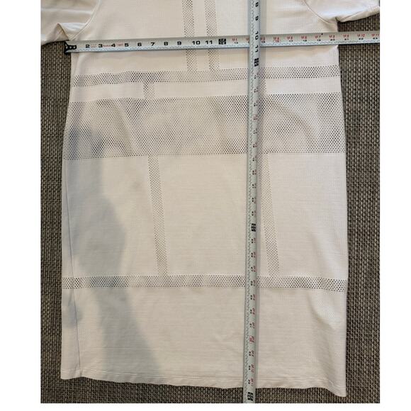 PUBLIC SCHOOL NY Mesh Paneled Geometric Design Shift Dress L White Minimalist - Picture 8 of 8